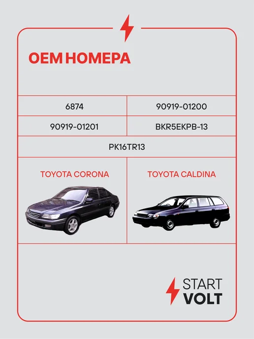 STARTVOLT Свеча зажигания для Toyota Corona E Caldina T21 платина, вариант, фото 2