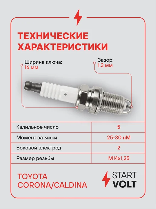 STARTVOLT Свеча зажигания для Toyota Corona E Caldina T21 платина, вариант, фото 3