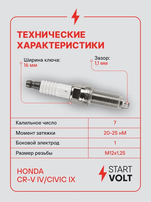 STARTVOLT Свеча зажигания для Honda CR-V 4 Civic 9 иридий+иридий, вариант, фото 3
