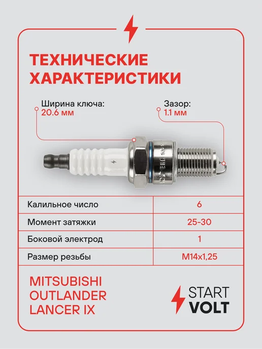 STARTVOLT Свеча зажигания Mitsubishi Outlander Lancer иридий+платина, вариант, фото 3