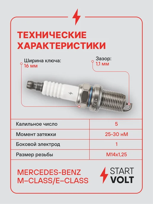 STARTVOLT Свеча зажигания для Mercedes M E платина+платина, вариант, фото 3