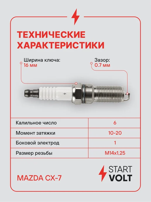 STARTVOLT Свеча зажигания для Mazda CX-7 иридий+платина, вариант, фото 3