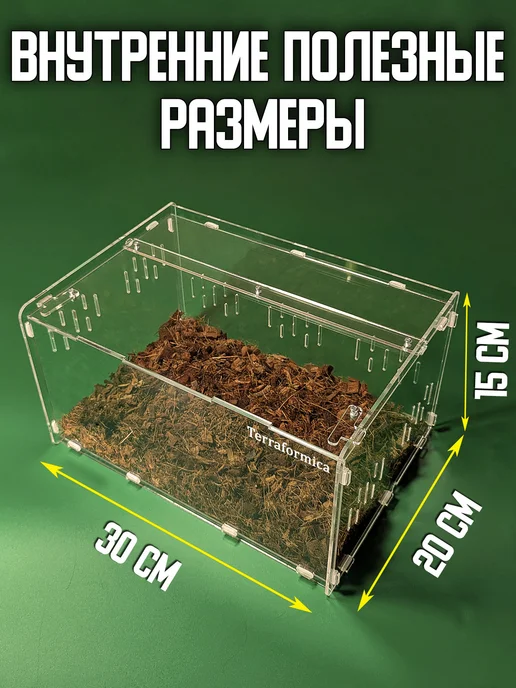TERRAFORMICA Террариум RoomBox 310х220х170 мм для улиток пауков рептилий, 220x170 мм, фото 2