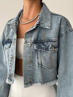 джинсовая куртка укороченная оверсайз 233895202 купить за 3 997 ₽ в интернет-магазине Wildberries
