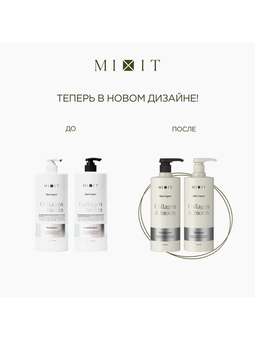 MIXIT Бальзам для волос с коллагеном и биотином 1000 мл, 1 л, фото 2
