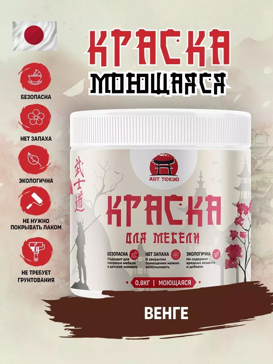 Краска для мебели моющая, полуматовая без запаха