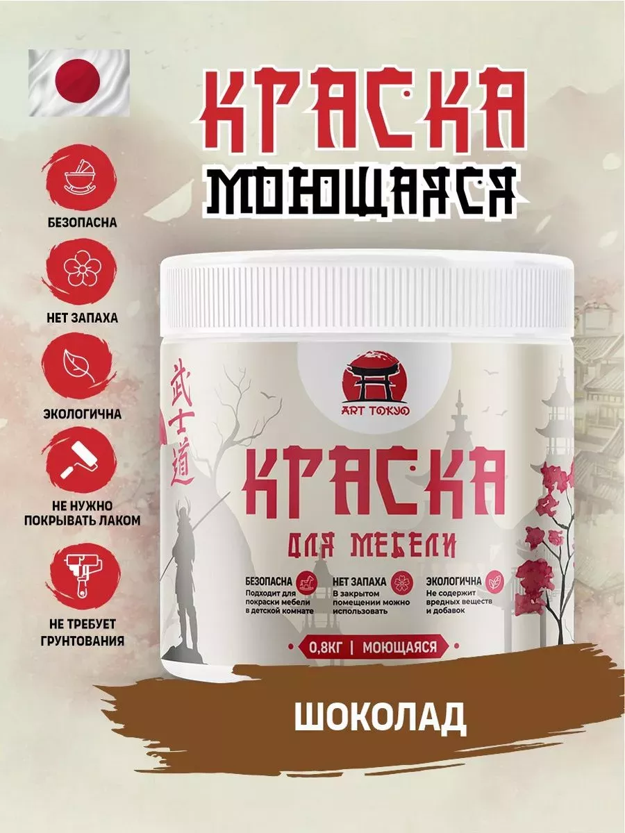 Краска для мебели моющая, полуматовая без запаха