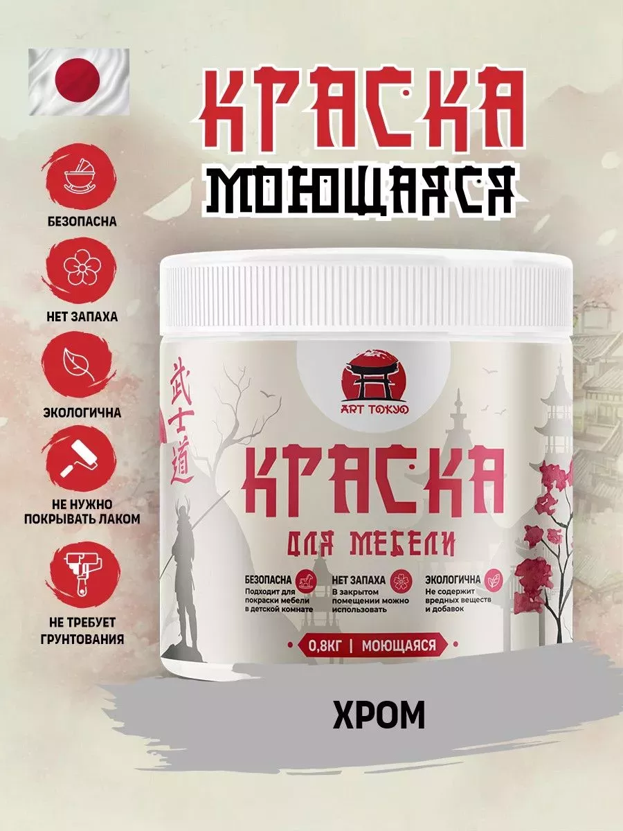 Краска для мебели моющая, полуматовая без запаха