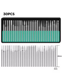 Набор борфрез с алмазным напылением 30шт, хвостовик 3мм