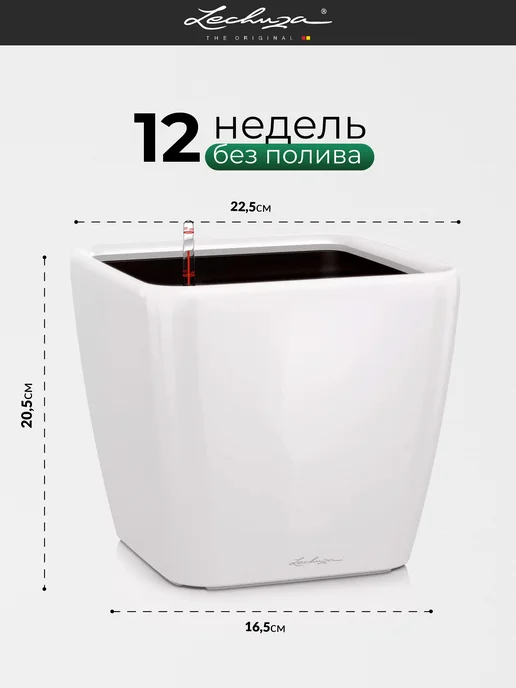 Lechuza Кашпо для цветов с автополивом Quadro, белый, фото 2