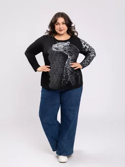 Лонгслив с принтом PLUS Size MF 234081978 купить за 987 ₽ в интернет-магазине Wildberries