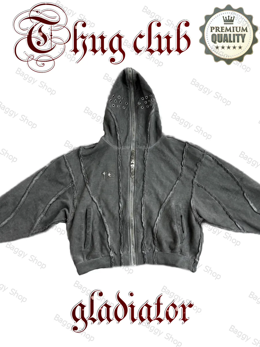 Thug Club зип худи gladiator THUG life style distressed y2k