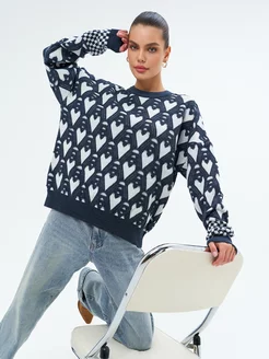 Теплый свитер с сердечками TRENDY KNIT 234118231 купить за 998 ₽ в интернет-магазине Wildberries