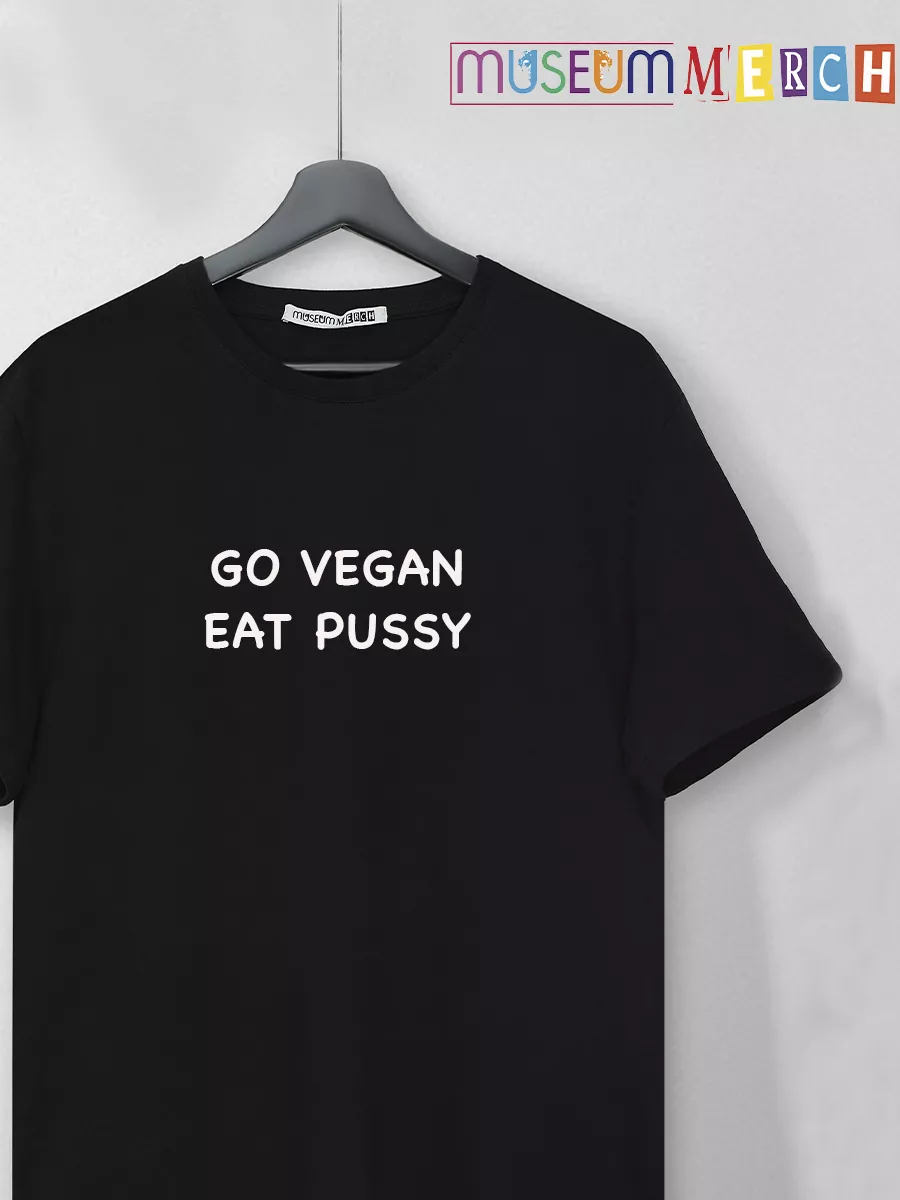 Футболка черная оверсайз хлопок Go vegan Eat pussy Museum Merch 234146780  купить за 1 310 ₽ в интернет-магазине Wildberries