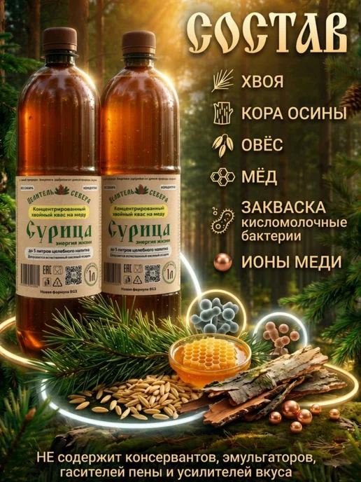 Агро Северъ Хвойный квас живого брожения "Сурица", концентрат, вариант, фото 3