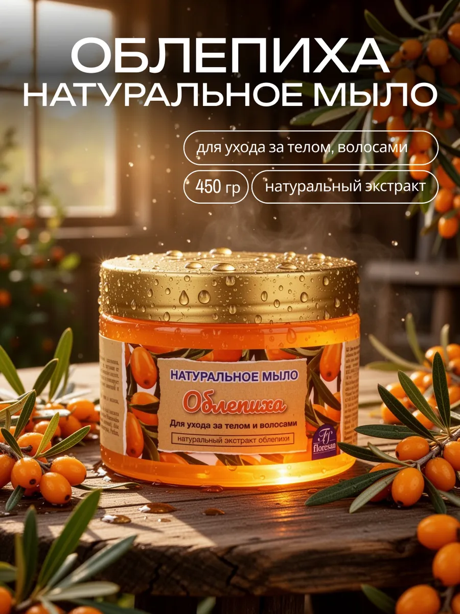 Натуральное мыло для ухода за телом и волосами Облепиха