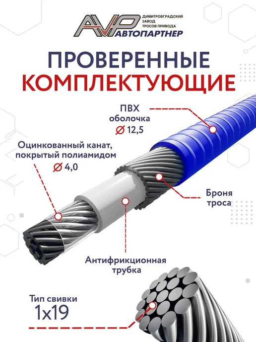 AVP Автопартнер Трос ручника задний для Газель Некст Next, вариант, фото 3