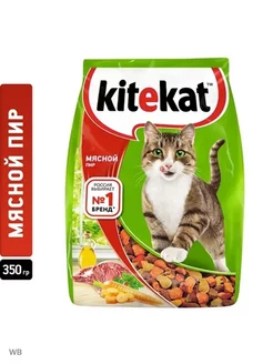 Мясной пир для взрослых кошек, 350г Kitekat 234449547 купить за 144 ₽ в интернет-магазине Wildberries