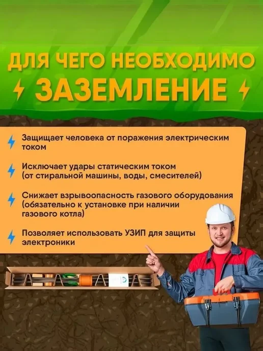 GROUNTOK Комплект заземления из омедненной стали 6 метров 16мм, 6 м, фото 5