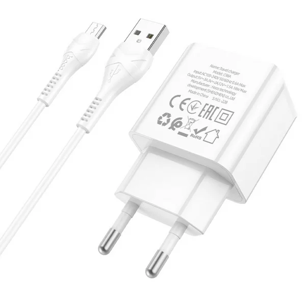 Сетевое зарядное устройство 1 USB, Micro USB -USB, 1 м