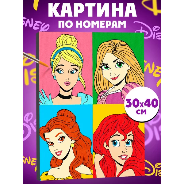 Картина по номерам в плёнке Принцессы Дисней