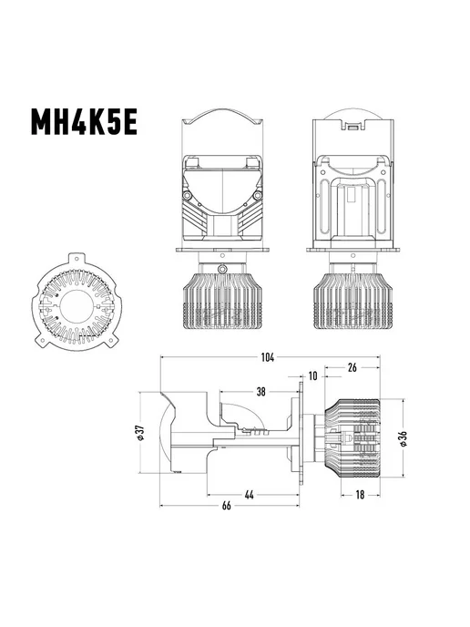 MTF LIGHT Светодиодные линзы MiniLENS H4 H19 5500K 12 24V EXPERT, вариант, фото 2