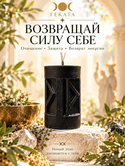 геката Черная свеча Бумеранг для чистки и защиты, черный, фото 8