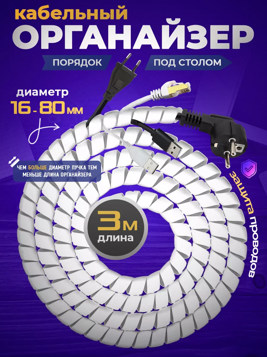 Защита от перегиба для кабеля белая 3м от 16 мм