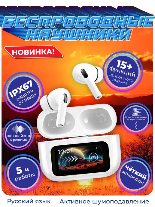 OPTIFORODGI Беспроводные наушники с экраном А.Pods Pro Цвет белый