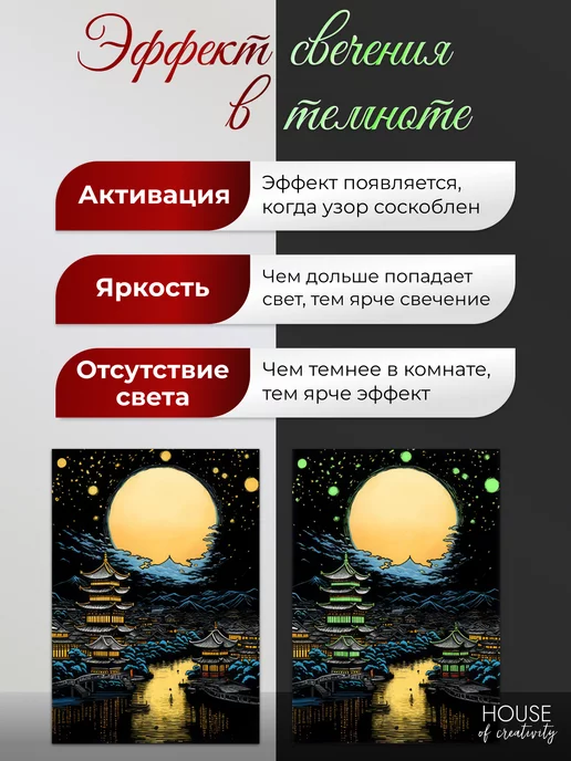 House of creativity Гравюра для рисования и творчества Лунная ночь, 4 шт, фото 3