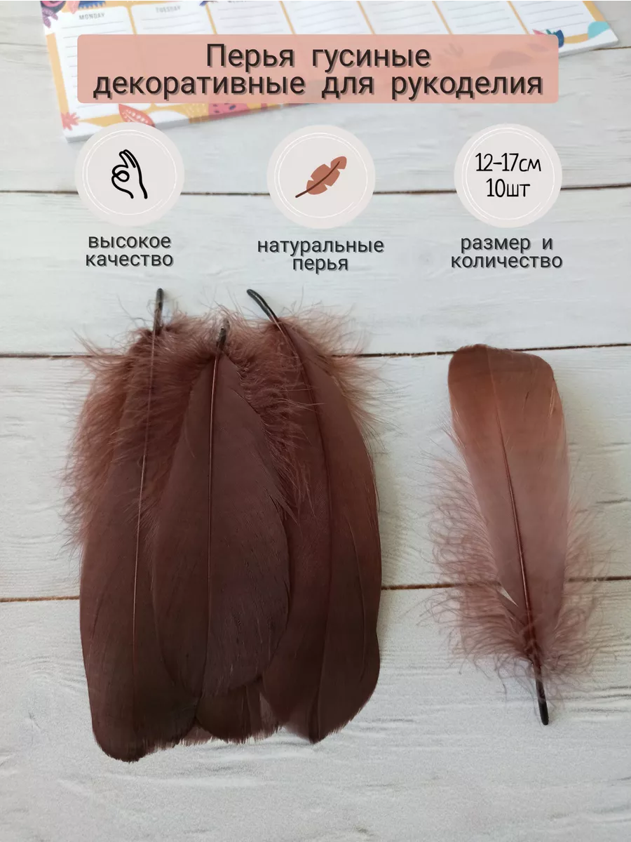 Перья гусиные для рукоделия и творчества 12-17см 10шт.