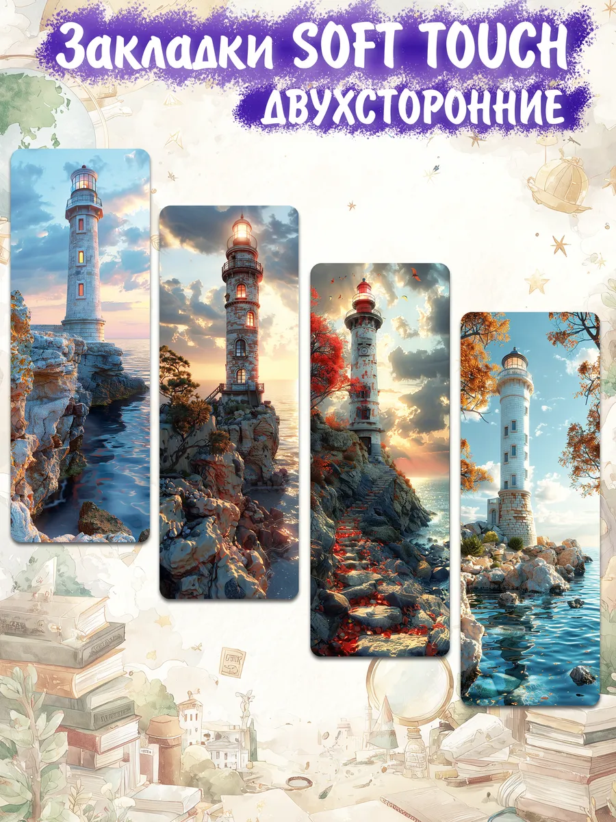 Закладки "Маяки" soft touch 4 штуки