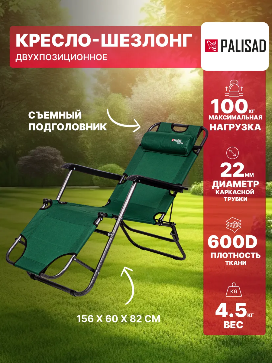 Кресло-шезлонг двухпозиционное 156х60х82 см, 69587