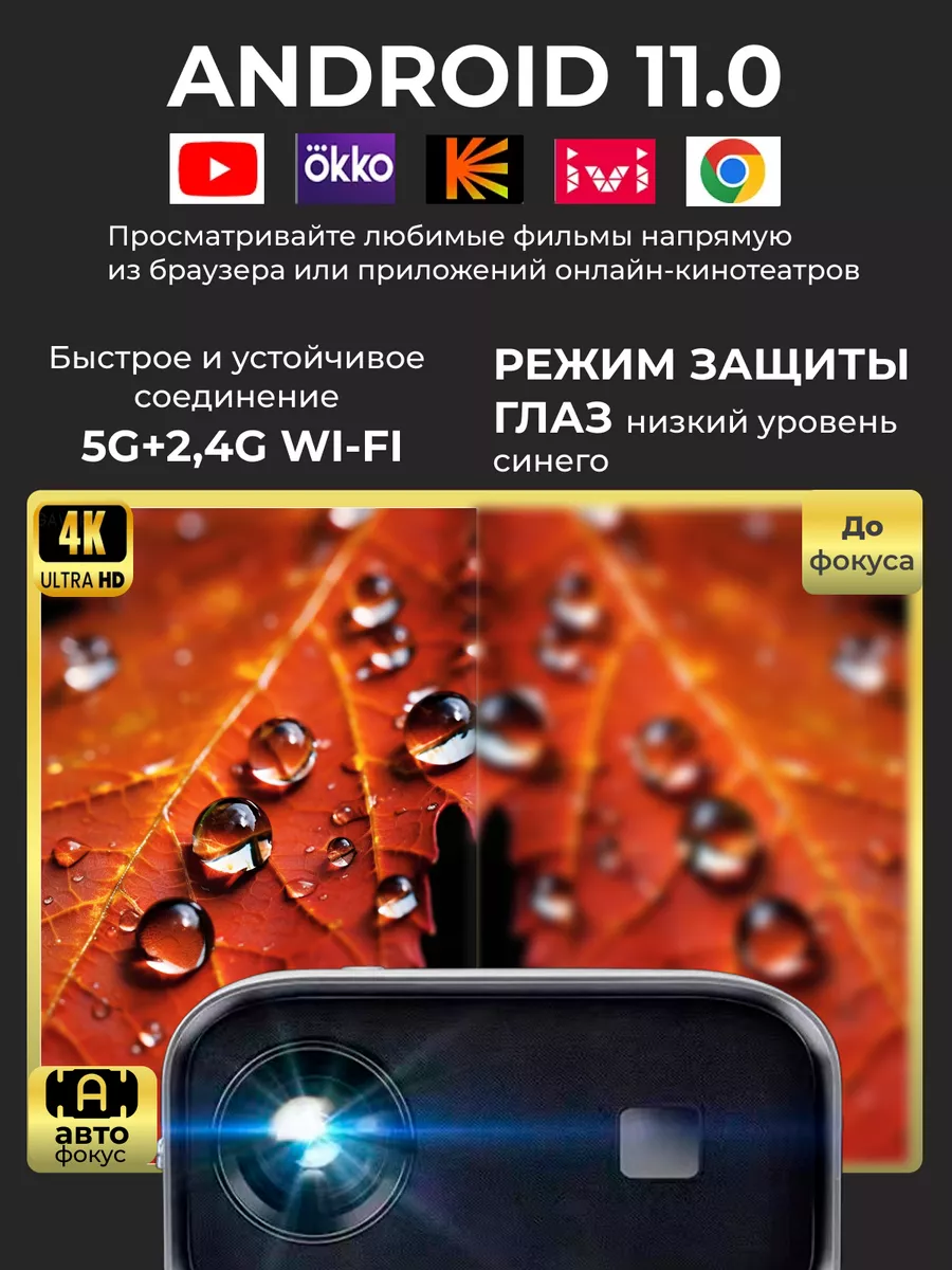 Проектор фильмов домашний кинотеатр Android Wi-Fi Full HD Visteti 235321710  купить в интернет-магазине Wildberries