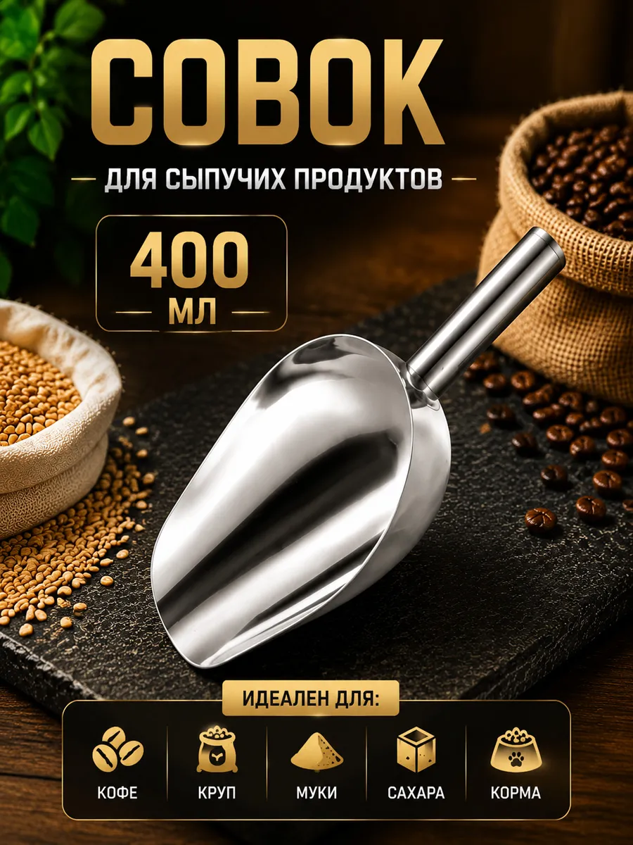 Совок для льда сыпучих продуктов и корма