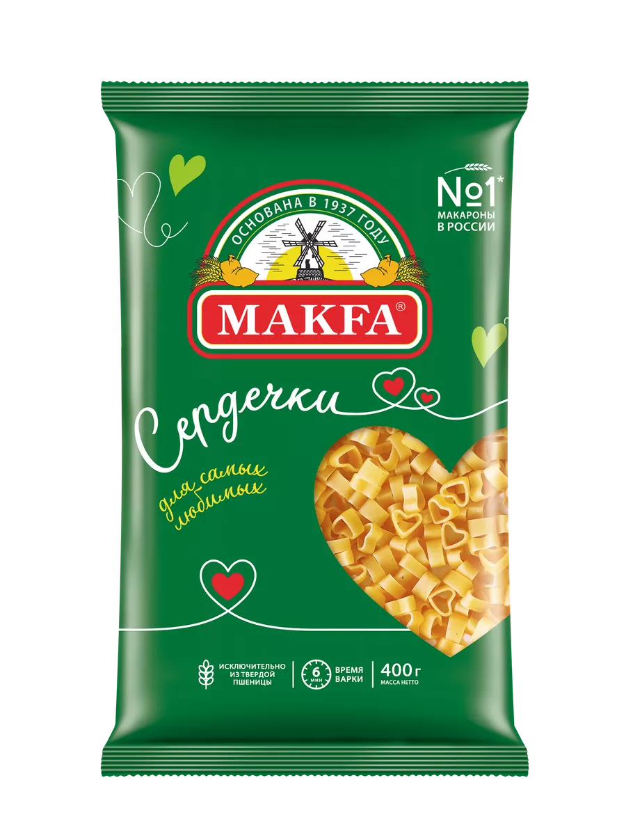 Макароны Сердечки 400 г