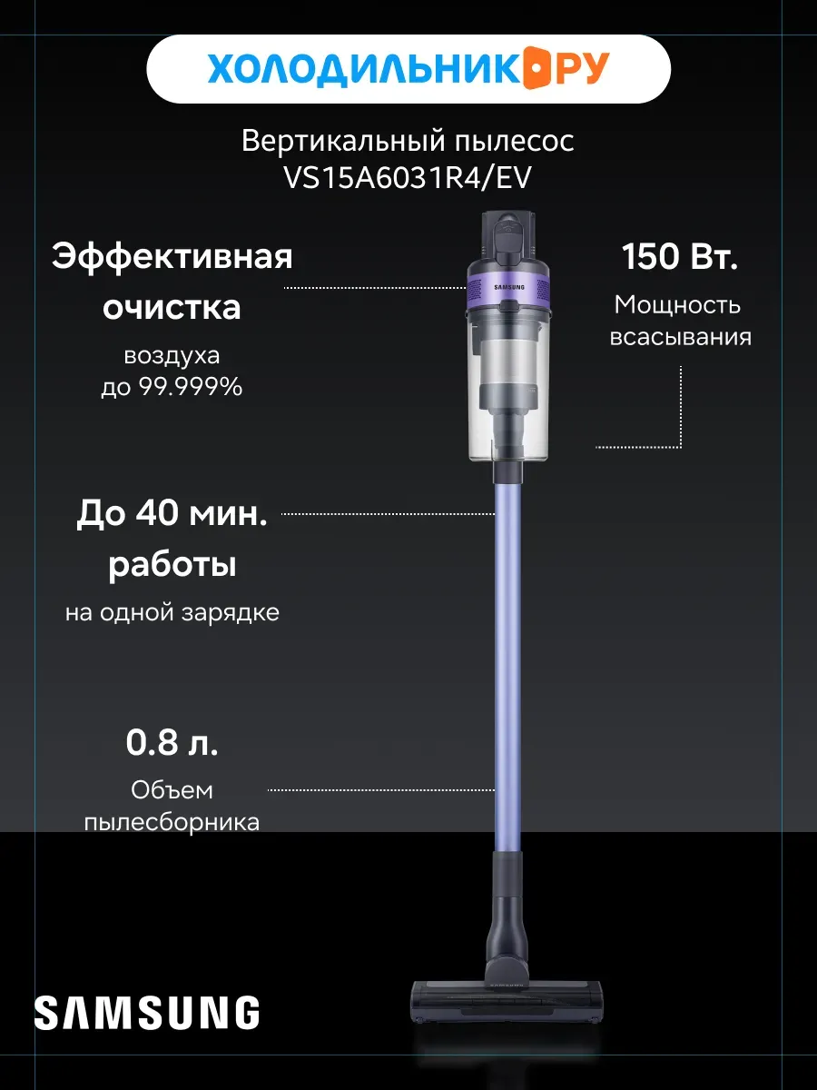 Пылесос вертикальный VS15A6031R4 Jet 60 turbo для дома Samsung 235524697 купить за 16 117 ₽ в интернет‑магазине Wildberries
