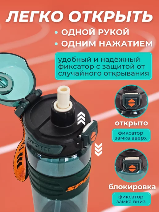 HYDROS Бутылка для воды спортивная с трубочкой 750 мл, 750 мл, фото 3