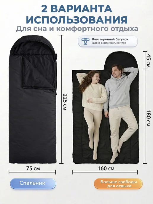 ФАВОРИТ ТЕКСТИЛЬ РБ Спальный мешок туристический спальник-одеяло 225*75, 225x75, фото 2