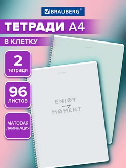 Тетрадь А4 в клетку 96 листов на пружине общая, набор 2 шт