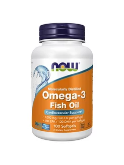 Омега 3 omega-3 1000 мг рыбий жир, нау 100 капсул