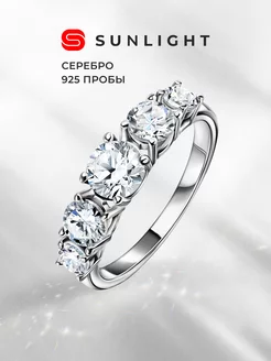 Серебряное кольцо с фианитами SUNLIGHT 235792577 купить за 447 ₽ в интернет-магазине Wildberries