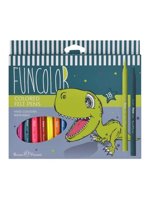 BRUNO VISCONTI Фломастеры 12 цветов, серия FUNCOLOR, 18 цв., фото 2