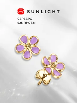 Серебряные серьги с эмалью SUNLIGHT 235991934 купить за 1 149 ₽ в интернет-магазине Wildberries