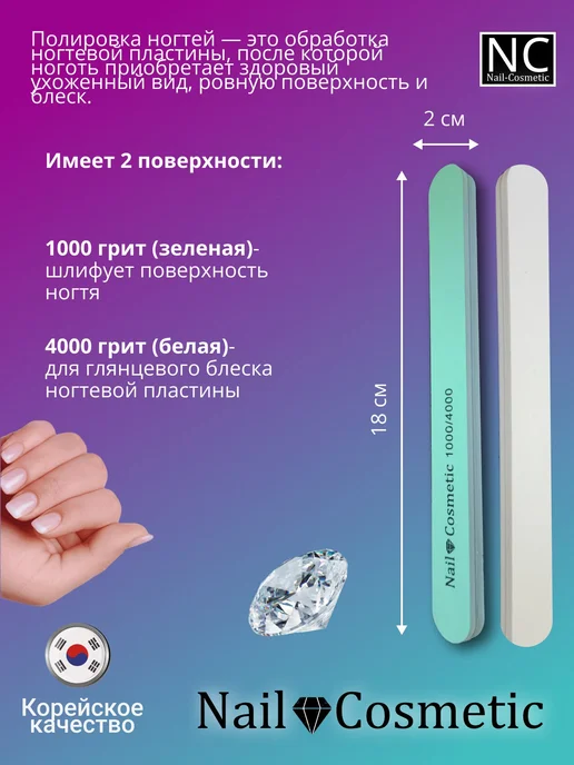 nail cosmetic Полировщик 1000-4000 грит 2 шт, 14 шт, фото 3