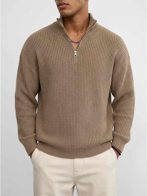 крупная вязка свитер и замшевый пиджак