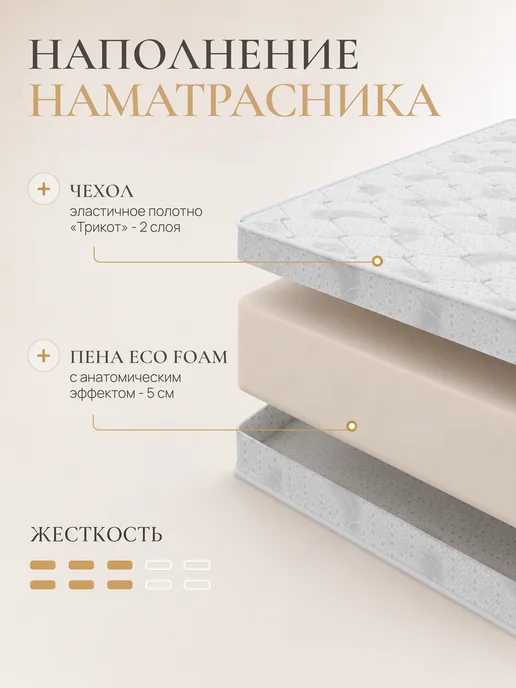FLORASOFT Топпер матрас 150х180 FLORA TOP 8x4 с резинками по углам, 200x190, фото 3