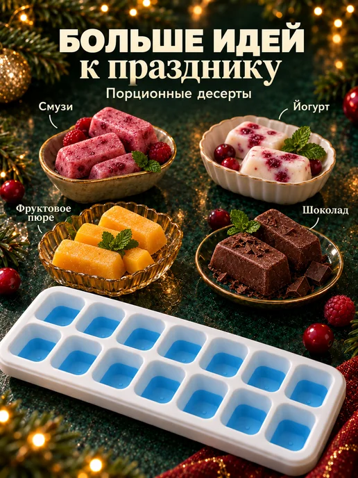 ProfyHome Форма для льда с крышкой силиконовая, голубой, фото 7