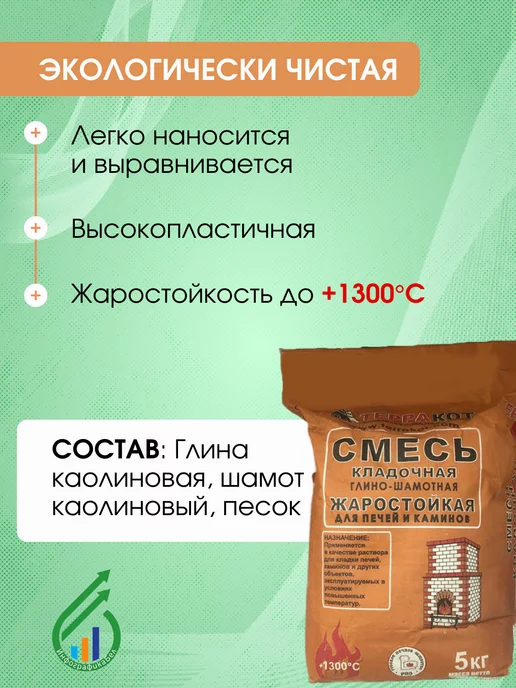 Терракот Смесь кладочная глино-шамотная для печей 5кг, 5 кг, фото 2