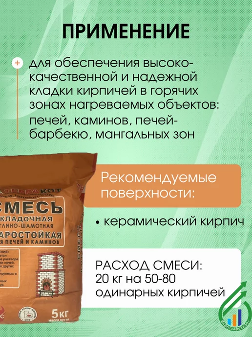 Терракот Смесь кладочная глино-шамотная для печей 5кг, 5 кг, фото 4